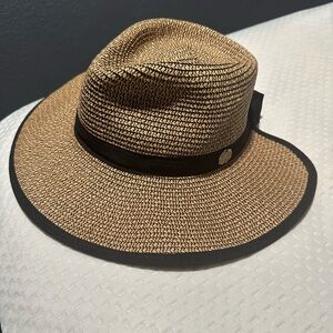 Vince Camuto Tan Fedora with Black Trim
